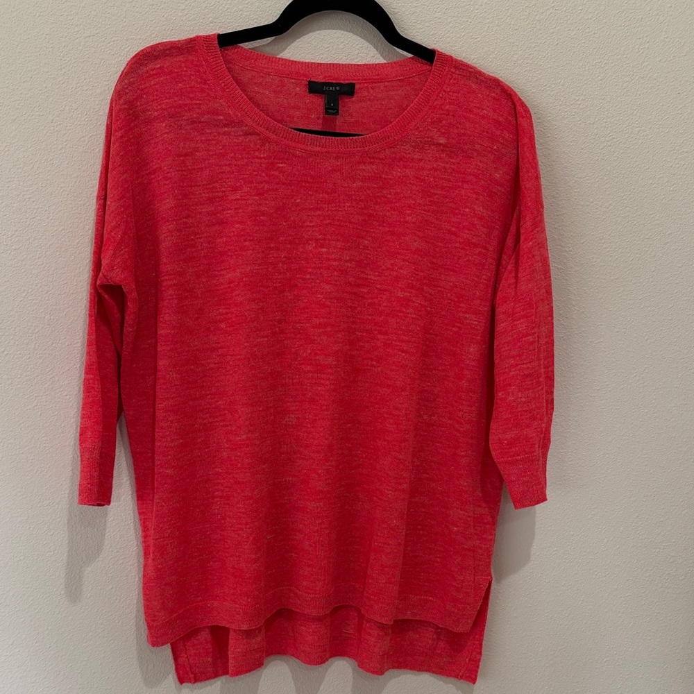J. Crew Coral/Res Scoop Neck Lightweight Wool Blend Sweater